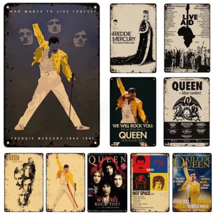 Kit 10 Quadros Decorativo Queen Freddie Mercury Decoração Rock