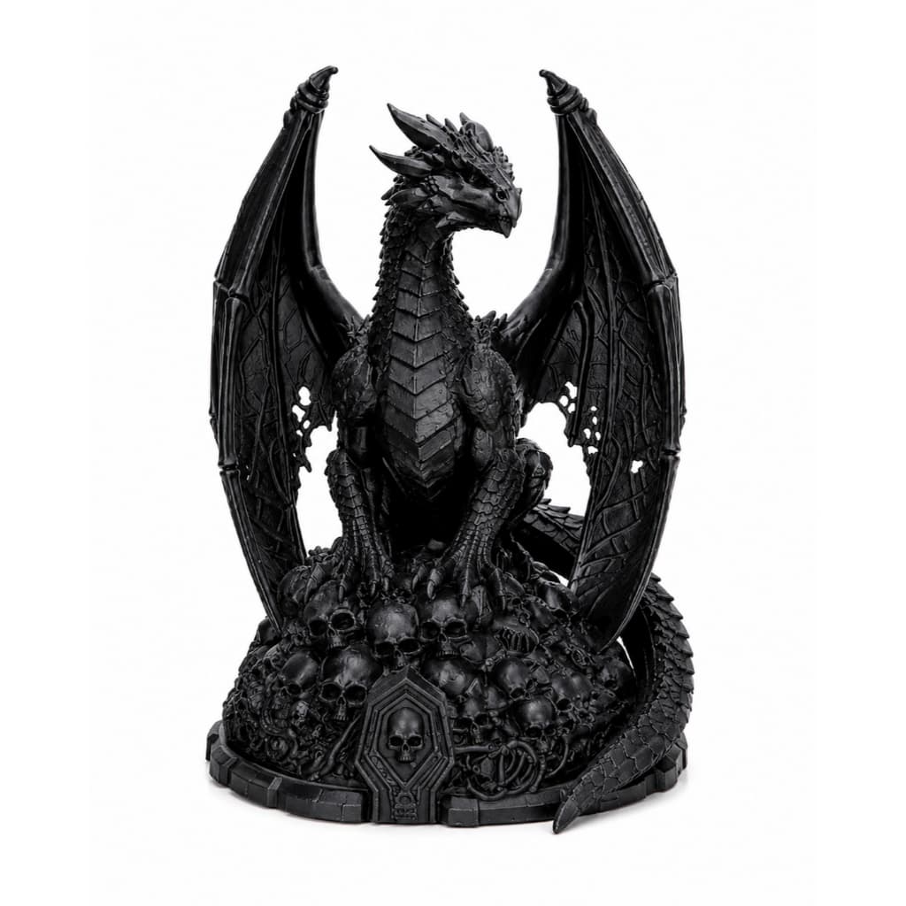 Dragão Negro 3D Decorativo | Estátua Medieval | Decoração Gamer Geek RPG | Impressão 3D Premium