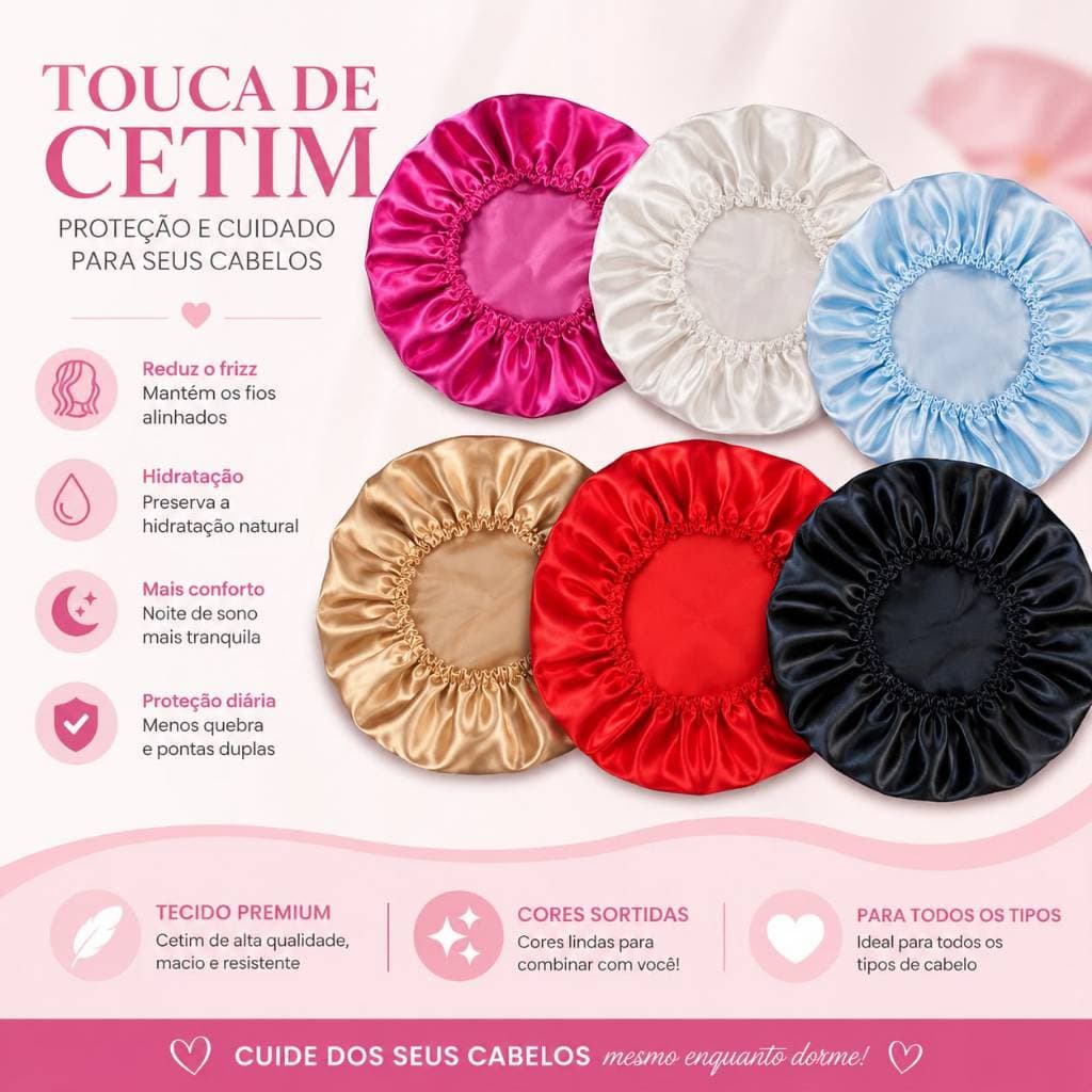 Touca de Cetim anti frizz – Proteção e Cuidado para os Seus Cabelos