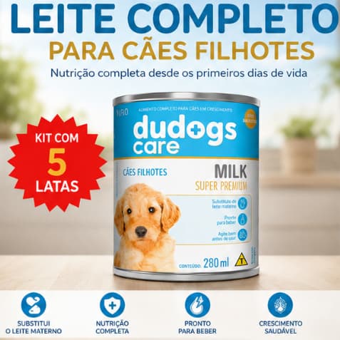 Kit 5 Leite Para Cães Filhotes Dudogs Care Milk 280ml Pronto Para Beber Super Premium