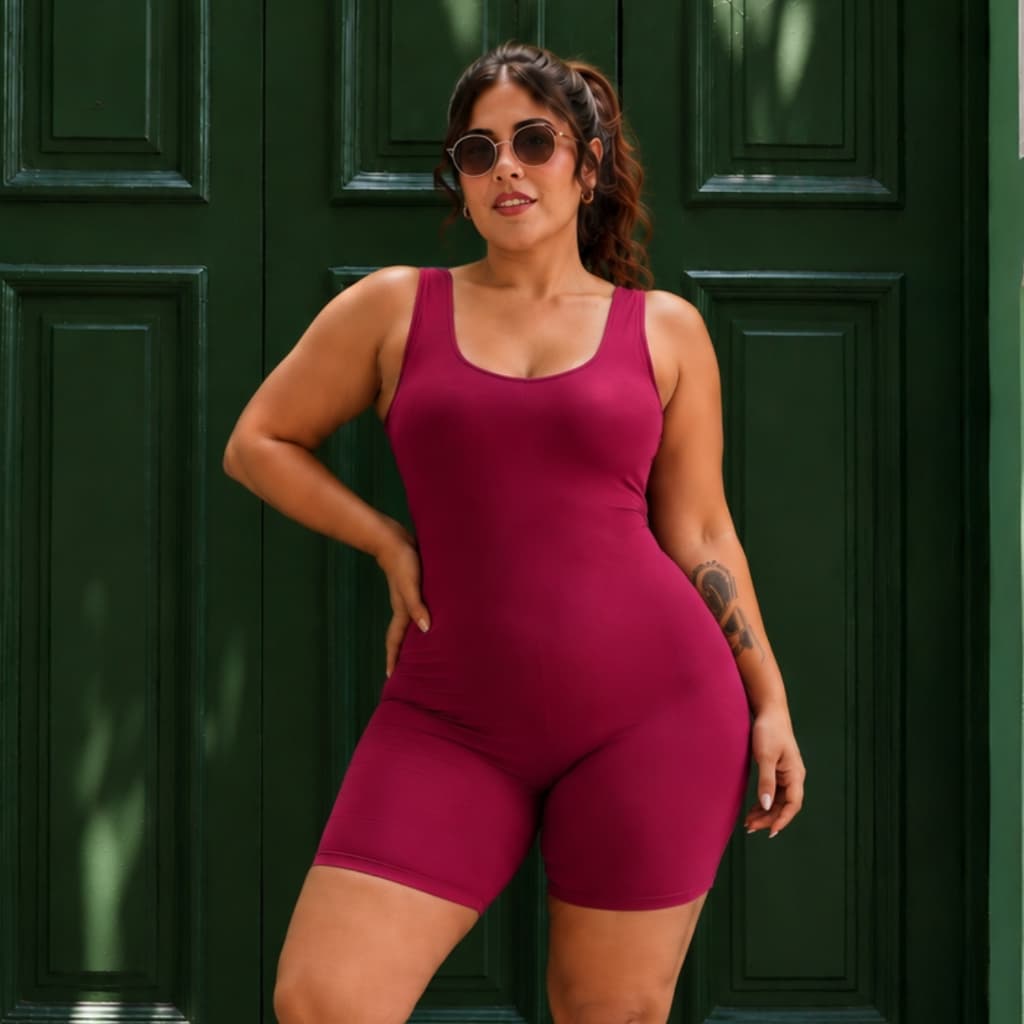 Macaquinho Feminino Casual Look Dia a Dia Confortável Versátil Estiloso Moderno Plus Size