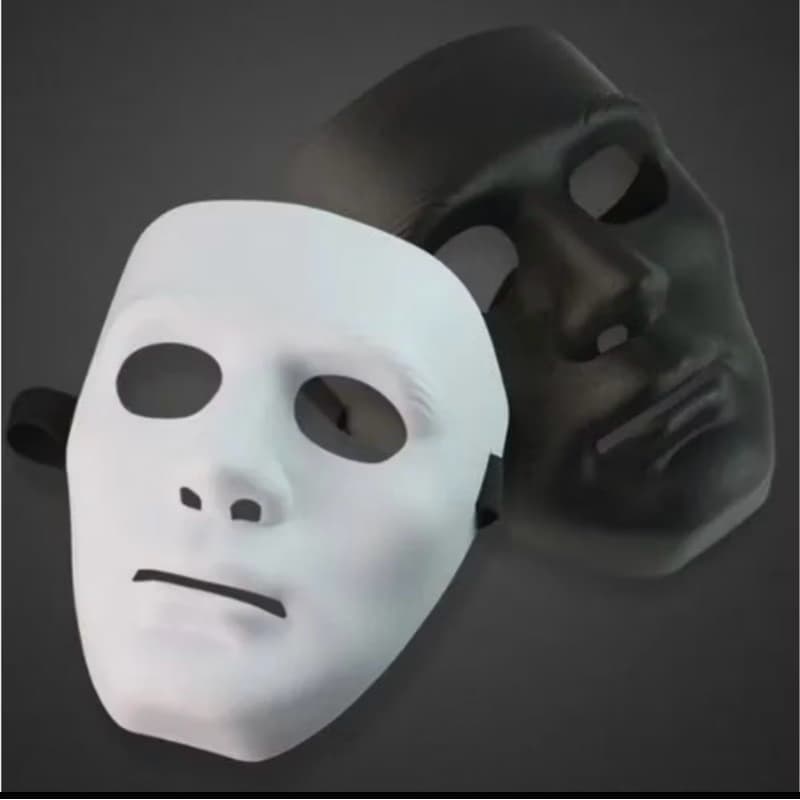 Máscara de Plástico Branca para Festa - Ideal para Cosplay e Eventos Temáticos
