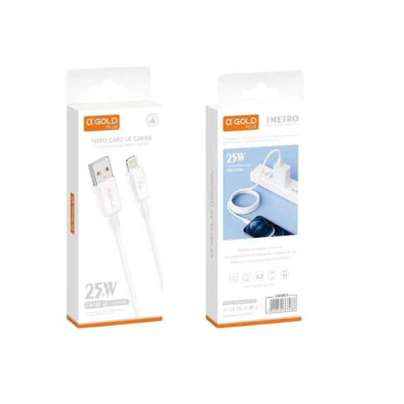 Cabo Carregador Turbo 25W USB para Lightning Iphone