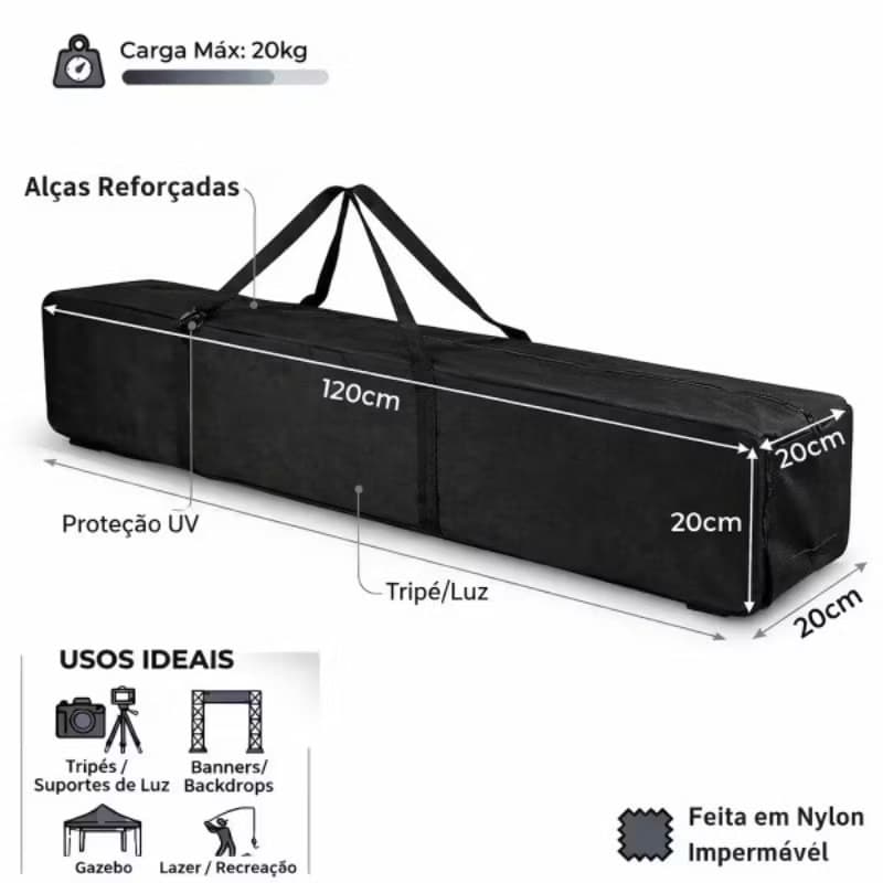 Bolsa Transporte Para Gazebo Dobrável Tripé 1,20 Resistente