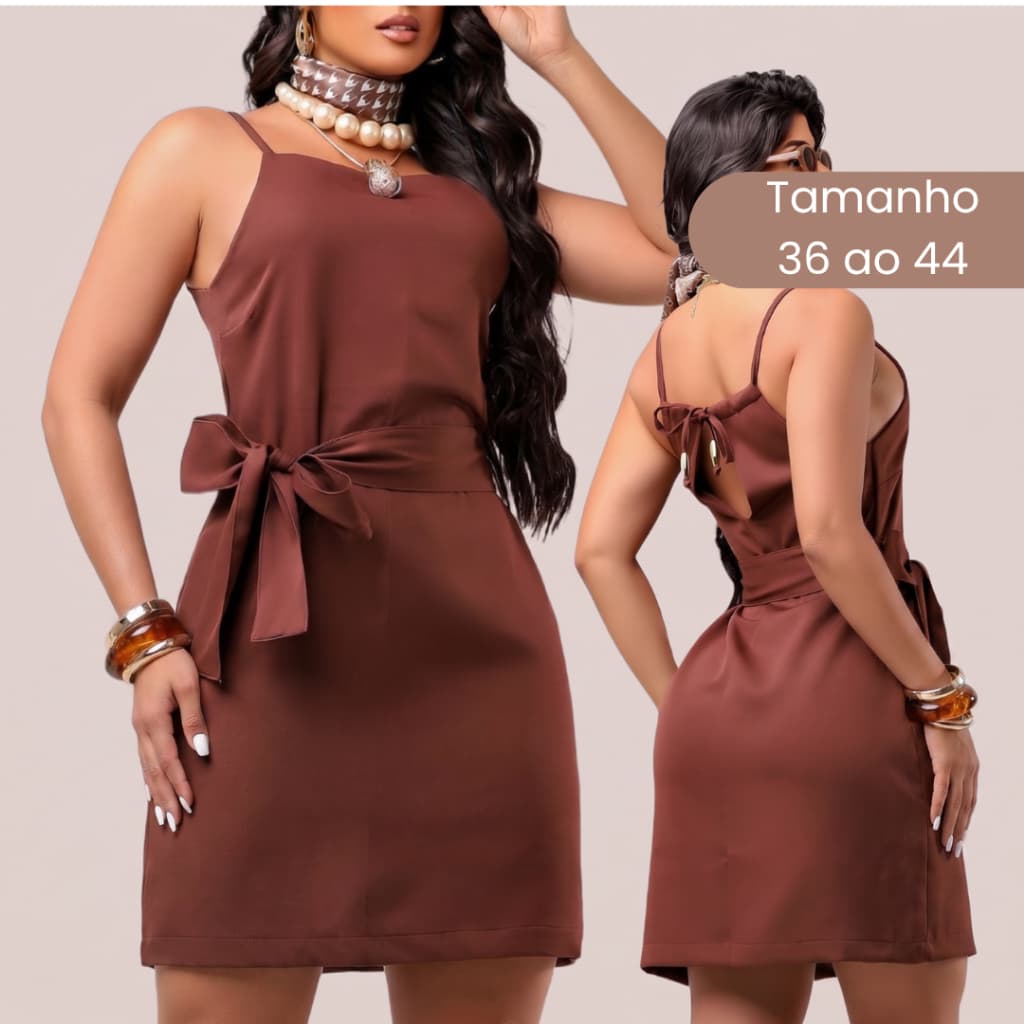 Vestido Feminino Alfaiataria Curto Com Cinto Elegante LUXO