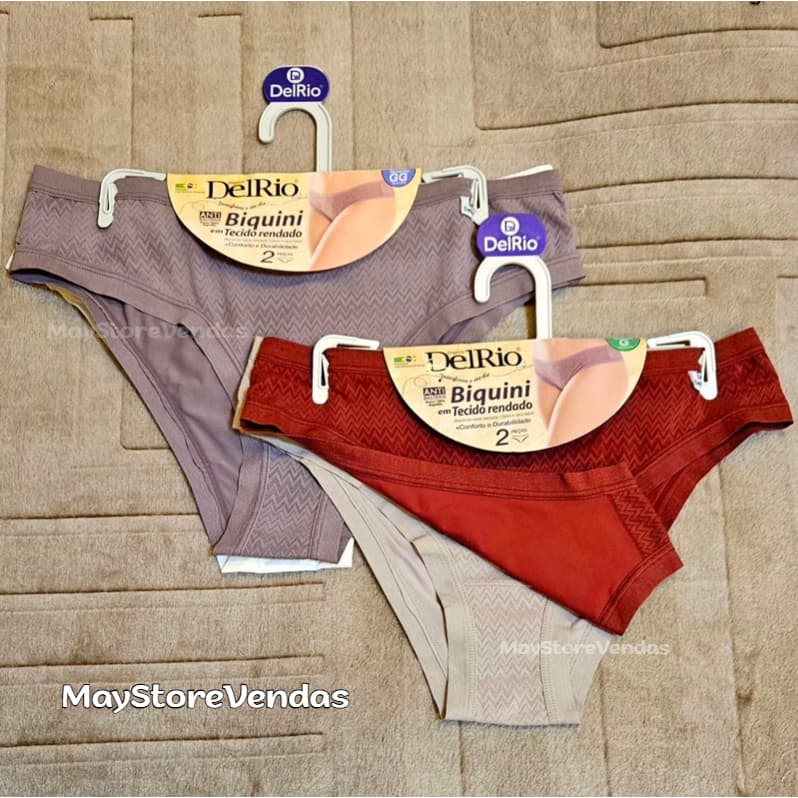 Kit 02 Calcinhas DelRio Biquínis em Tecidos Rendado Original
