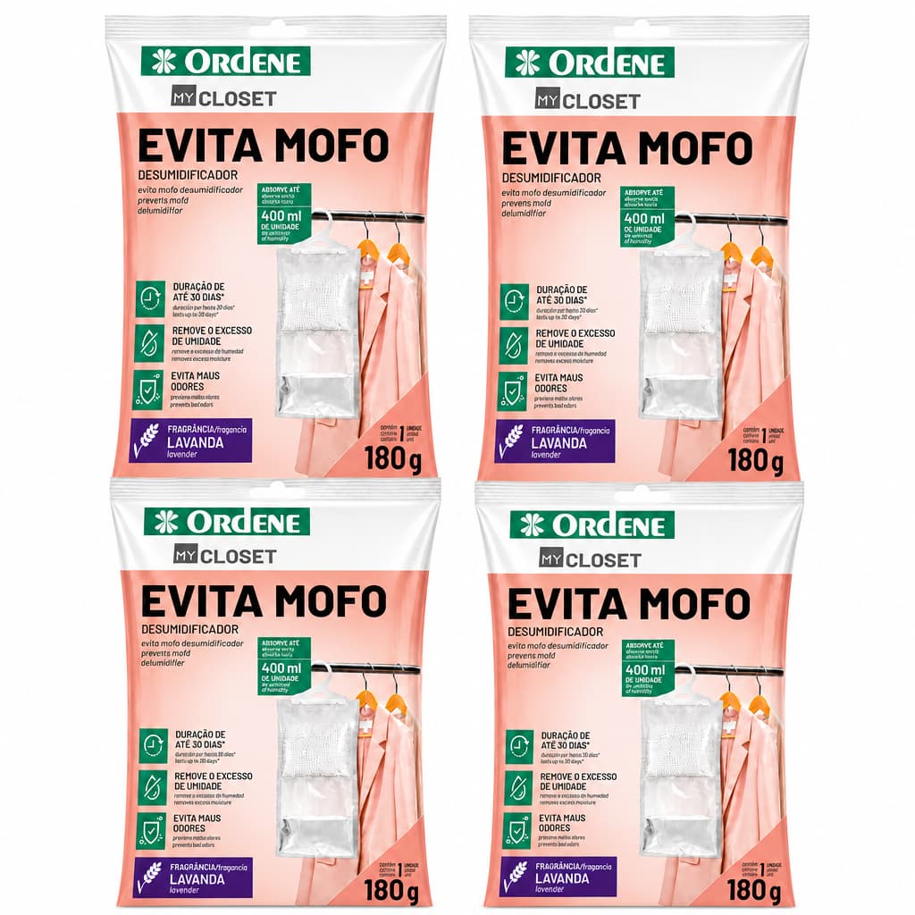 Desumidificador Evita Mofo Lavanda Kit 4 Proteção Anti Umidade