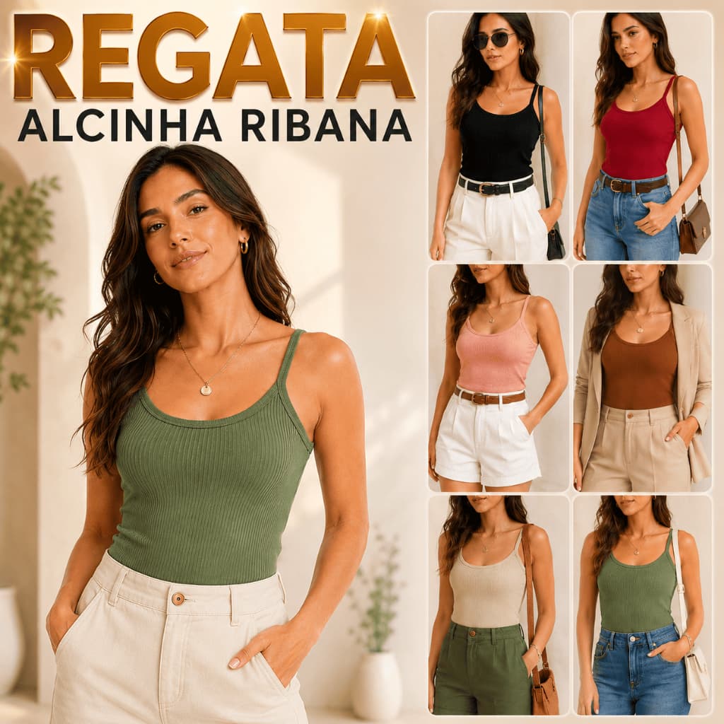 REGATA RIBANA CANELADA ALCINHA FEMININA QUALIDADE E ACABAMENTO PREMIUM
