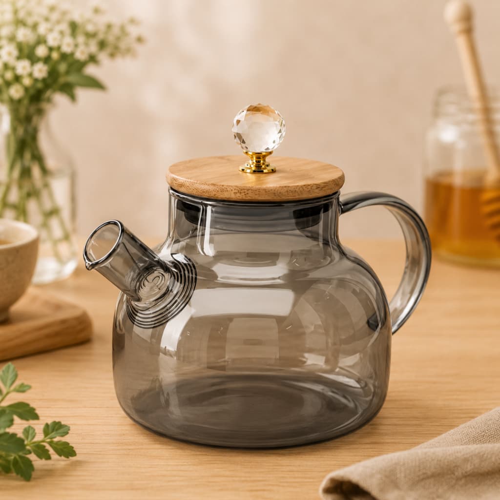 Jarra e Bule de Vidro com resistência a calor e super elegante Âmbar transparente cristal