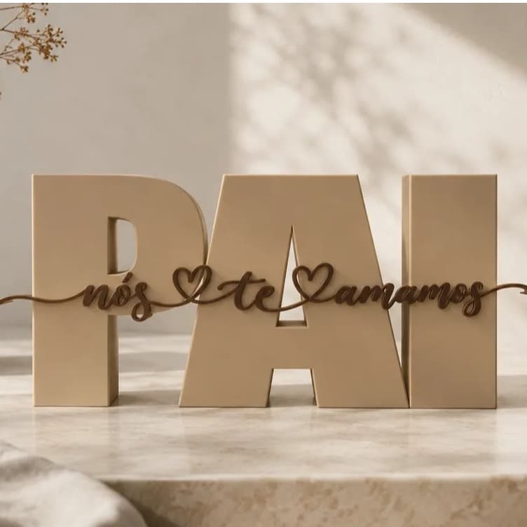 Presente Dia dos Pais Decorativo Personalizado | Placa Pai Nós Te Amamos Impressão 3D | Decoração para Mesa e Escritório