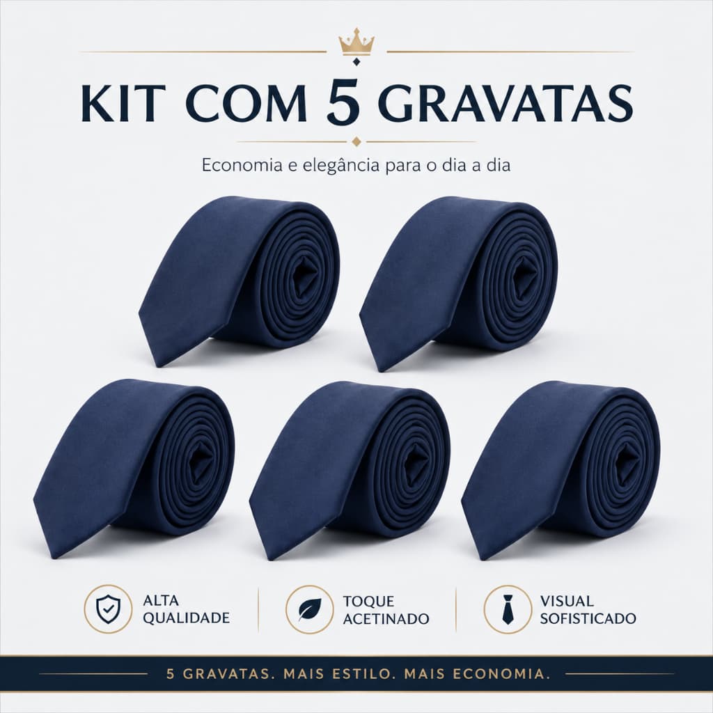 Conjunto 5 Gravata Social Terno Luxo Padrinho Tecido Oxford Macio Premium Presente Casamento