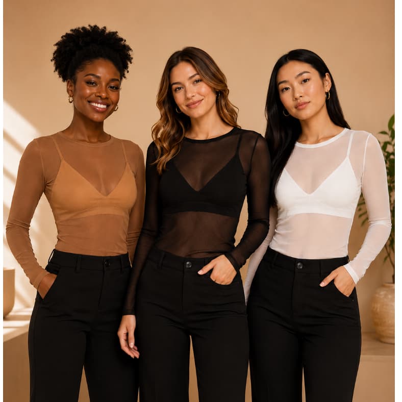 Blusa Tule Manga Longa Fitness Transparente Feminina Academia Inverno Academia Exercicio