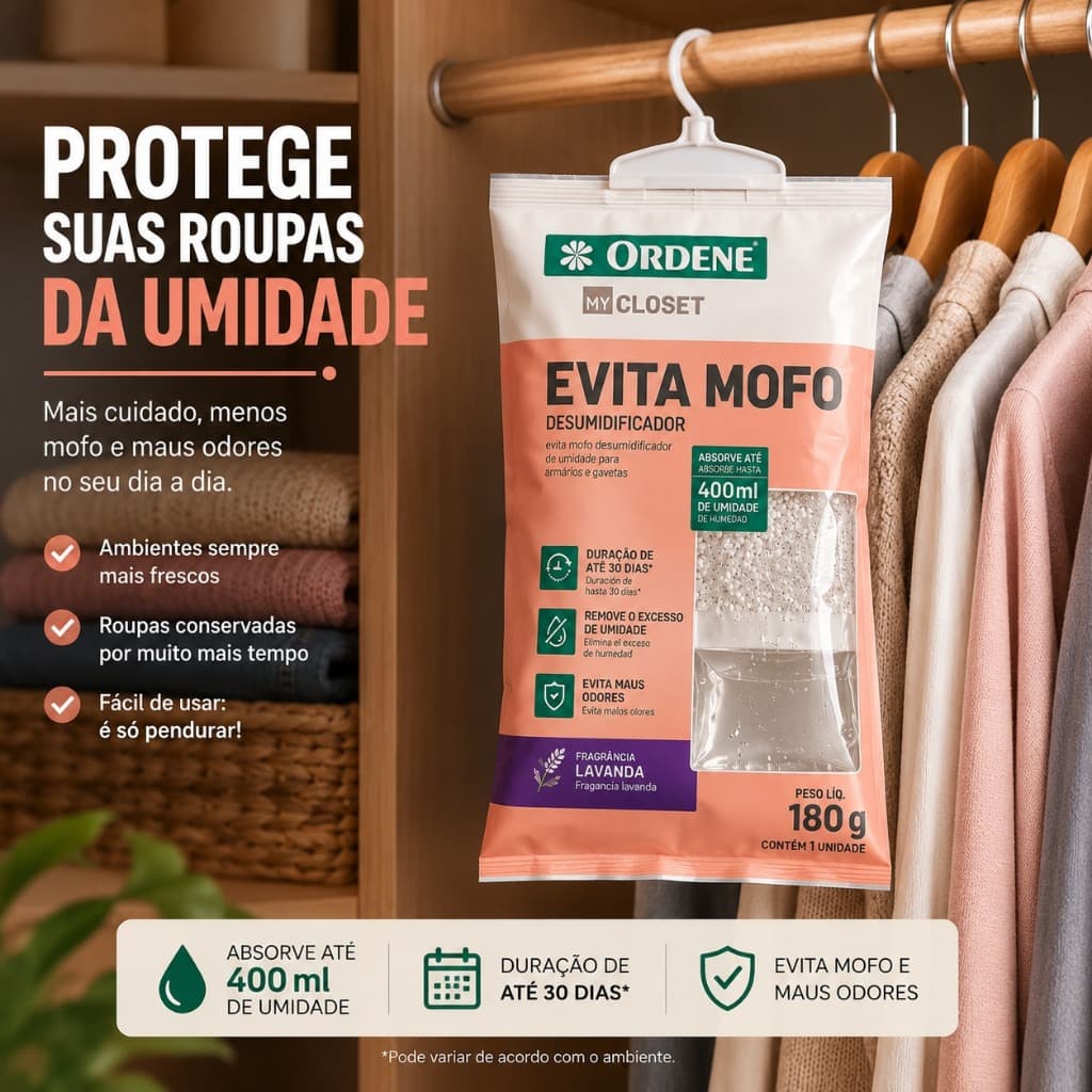Kit 20 My Closet Evita Mofo Desumidificador de Armário 180g Lavanda