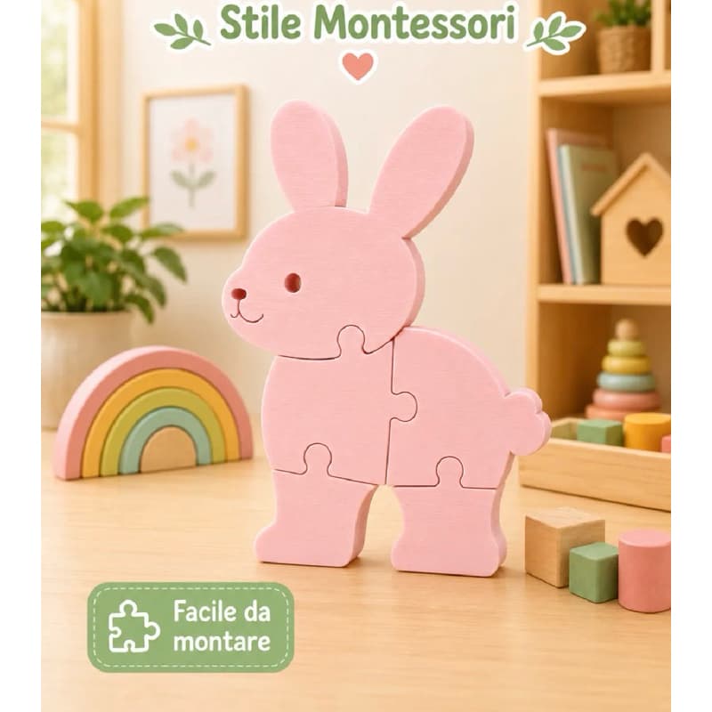 Quebra-Cabeça Montessori Animais Infantil Educativo Coordenação Motora 3D