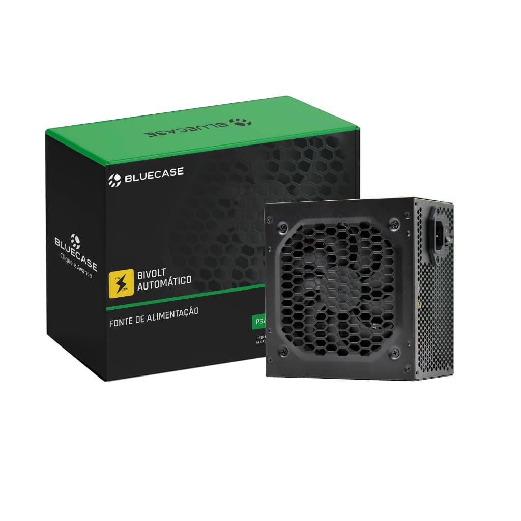 Fonte ATX 600W Bluecase BLU600-ATPS2 Bivolt Automático Cabo Flat C/ Cabo