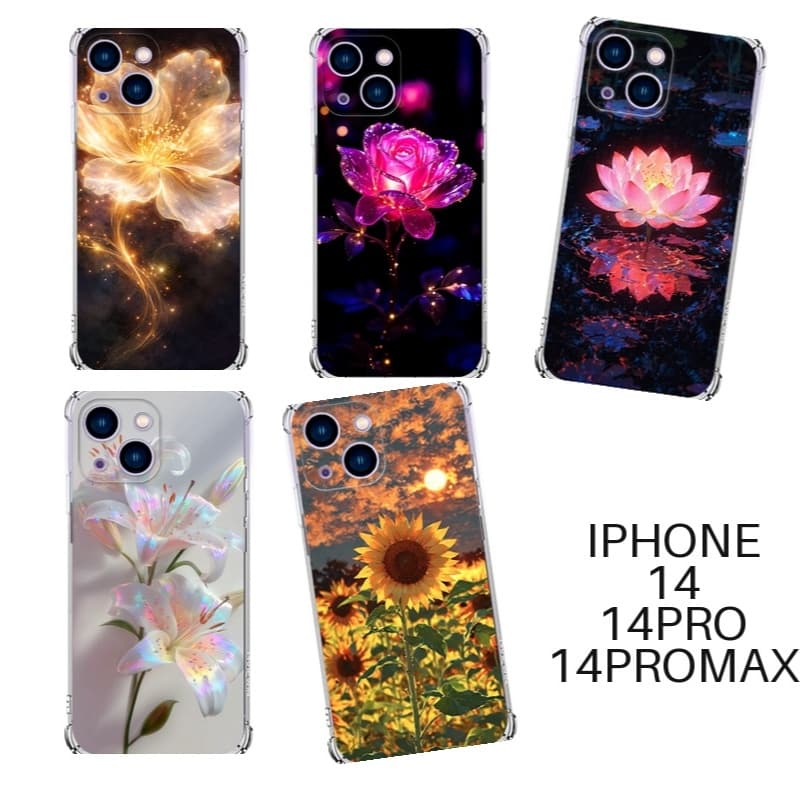 Capinhas de Celular TPU Iphone 14 14 Pro 14 Pro Max Lindas Flores Brilhantes Flor Proteção Anti-Impacto