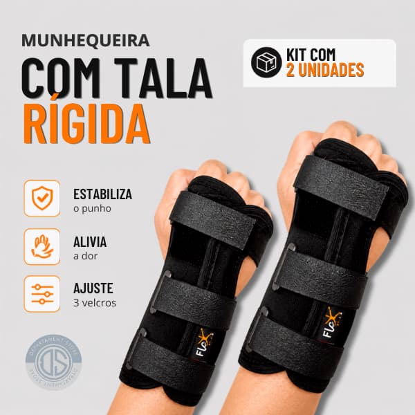 PAR Munhequeira com Tala bilateral ajustável em neoprene | Imobilizador de punho e mão