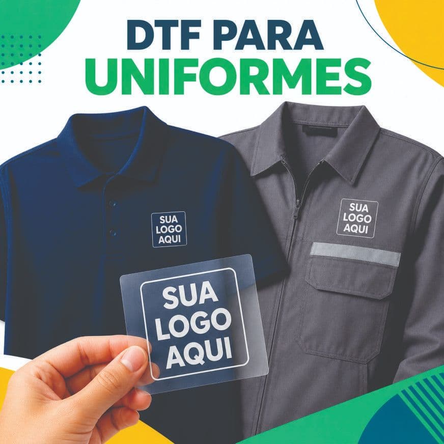 Kit Etiqueta DTF Termocolante Personalizada com Sua Logo para Uniformes Camisetas e Roupas