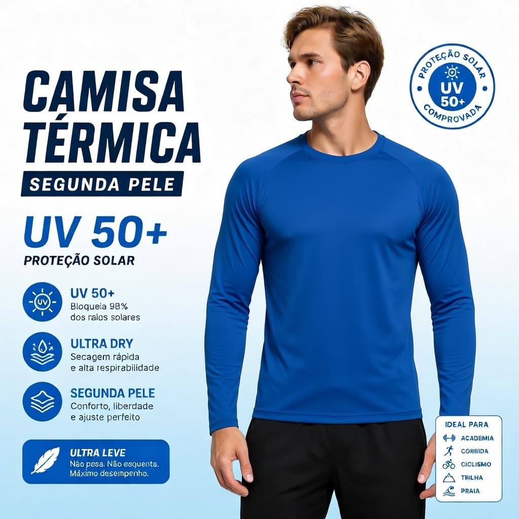 Camisa Térmica Segunda Pele UV Ultra Dry Manga Longa Masculina