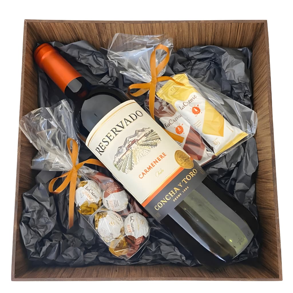 Cesta Chocolates Cacau Show Vinho Reservado Presente