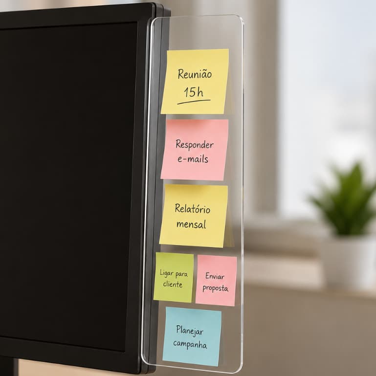 Suporte De Monitor Acrílico Para Bloco De Notas Post It Lembrete Organizador De Tarefas