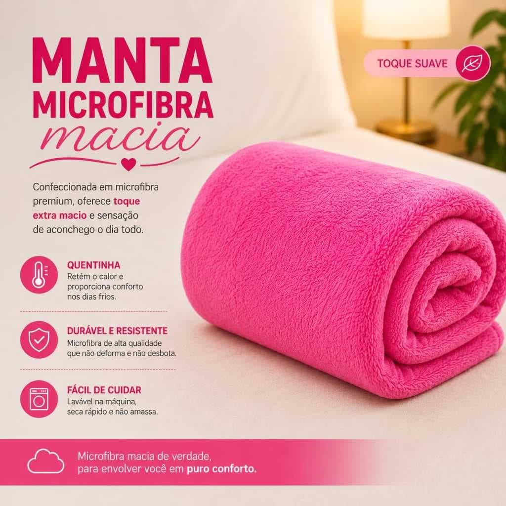 ⭐ Manta Casal Microfibra Lisa 1,80 x 2,00 – Ultra Macia, Quentinha e Anti-Bolinhas