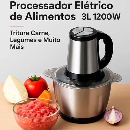 Triturador de Alimentos 1800w Legumes Processador de Carne Inox 3 Litros 110v e 220v