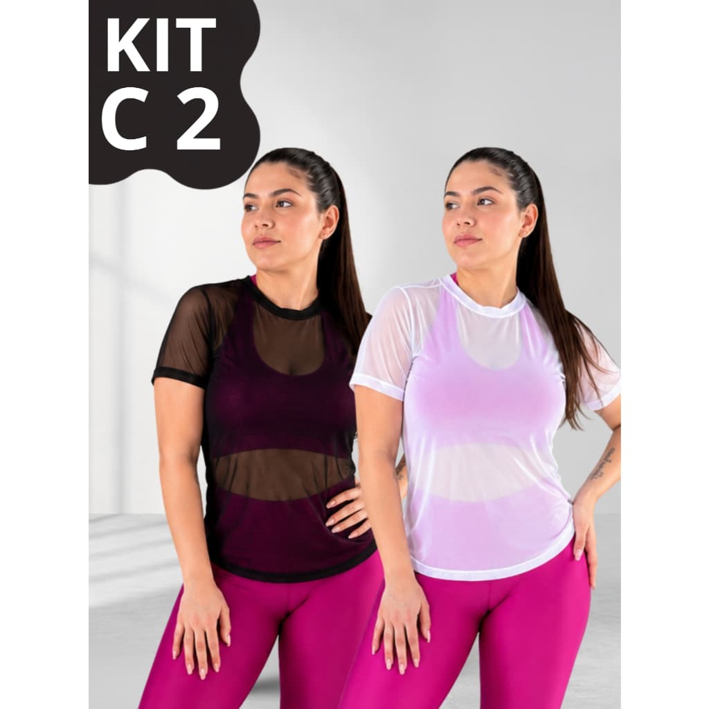 KIT 2 Blusas Feminina de Tule Esportiva Academia Treino ENVIO IMEDIATO