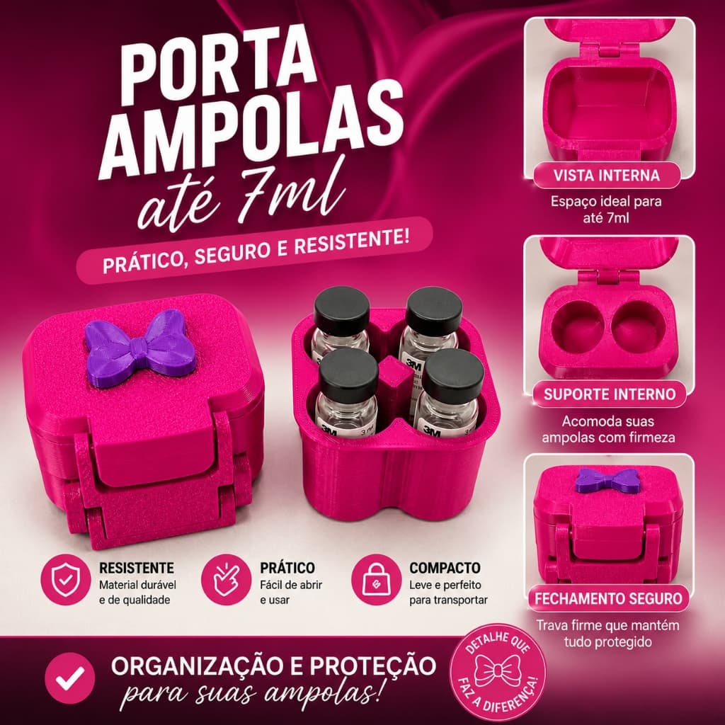 Organizador Porta Ampola Laço para 2 ou 4 até 7ml Espaço para Gelo para Geladeira Ampolas Maiores