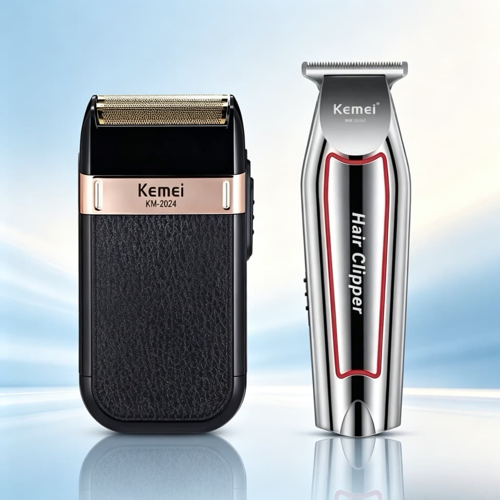 Kit 2 Máquina de acabamento profissional Kemei KM-032 e Maquina Barbeador Elétrico Kemei KM-2024