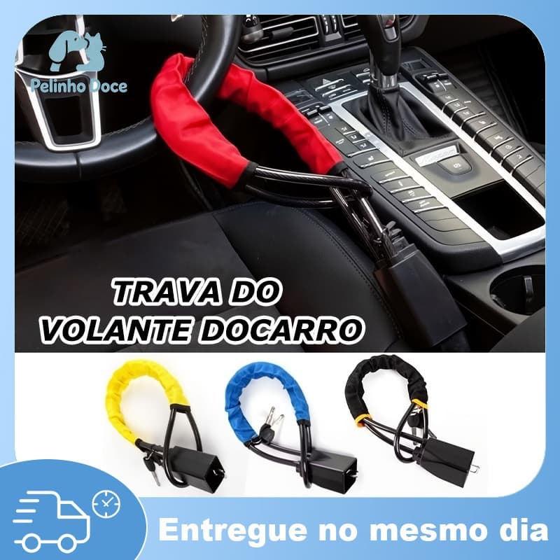 Trava Volante Anti-Roubo para Carro de Segurança Cadeado 3 chaves do carro