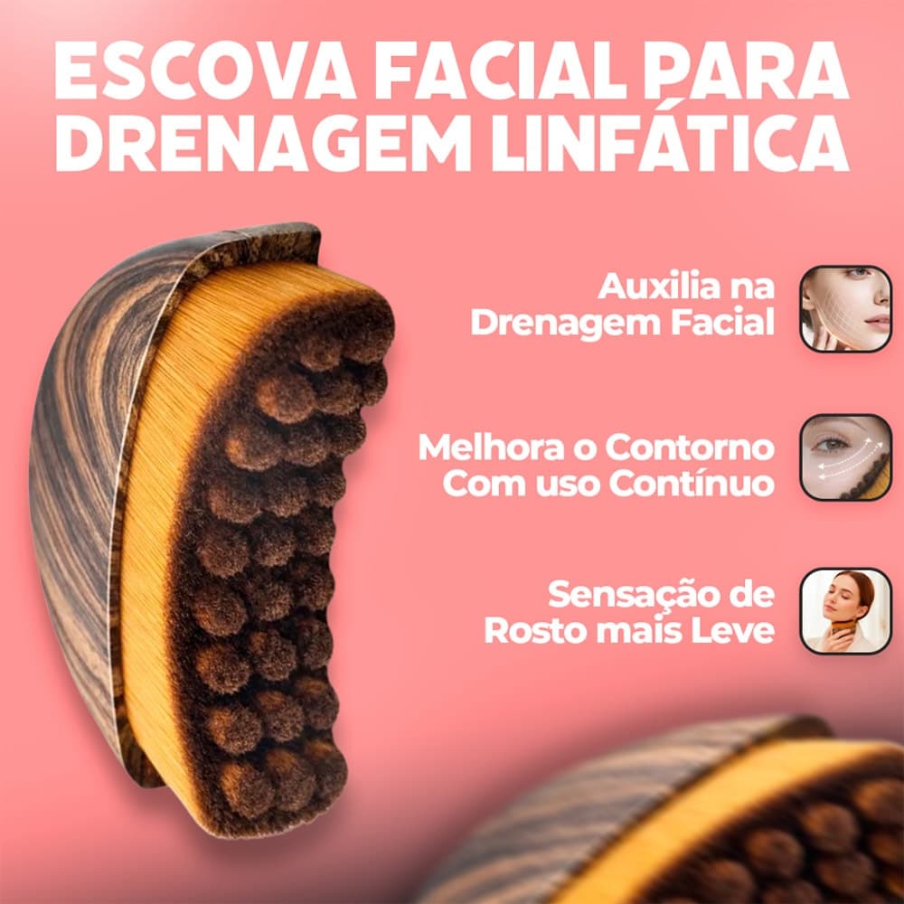 Escova Facial 3D Massageadora Drenagem Linfática Contorno Facial Redutora de Papada Gua Sha Macia