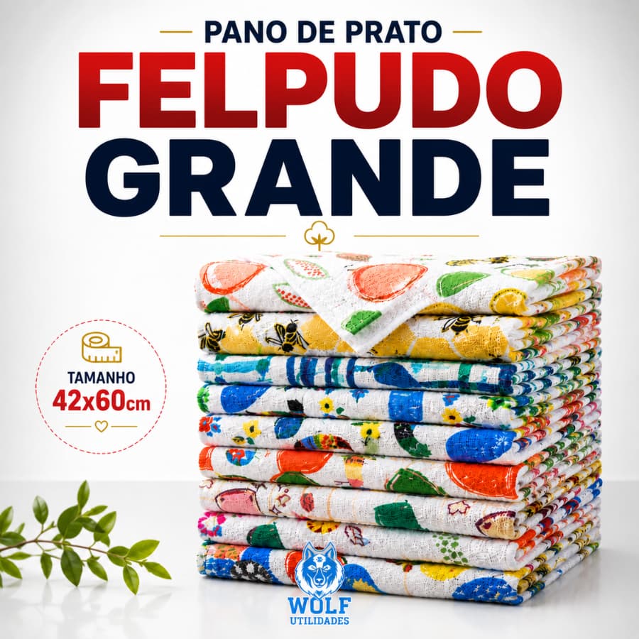 KIT 10 PANO DE PRATO GUARDANAPO ATOALHADO E FELPUDO GRANDE
