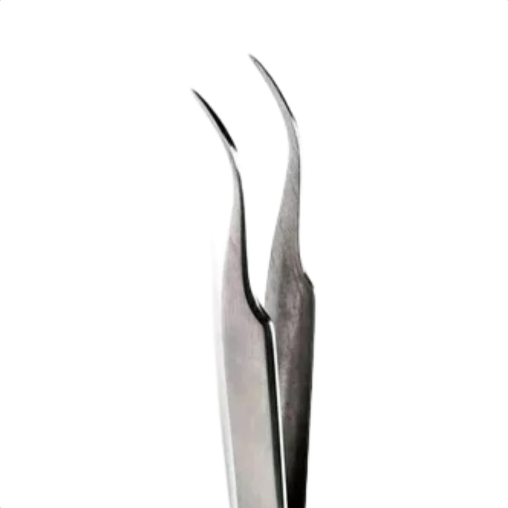 Pinça para Cílios Vermonth TS15 Ponta Fina Curvada 12cm Aço Inox Profissional Lash