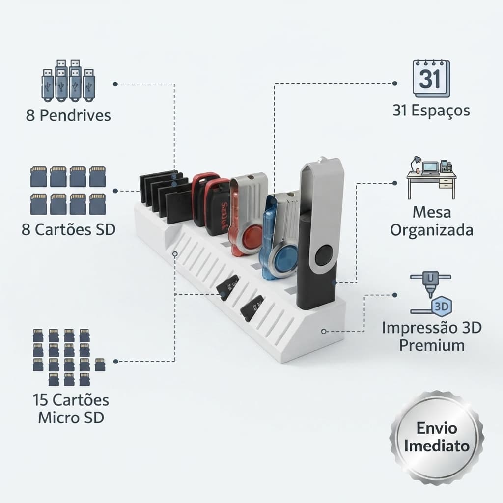 Organizador De Cartões SD Micro SD E Pendrives