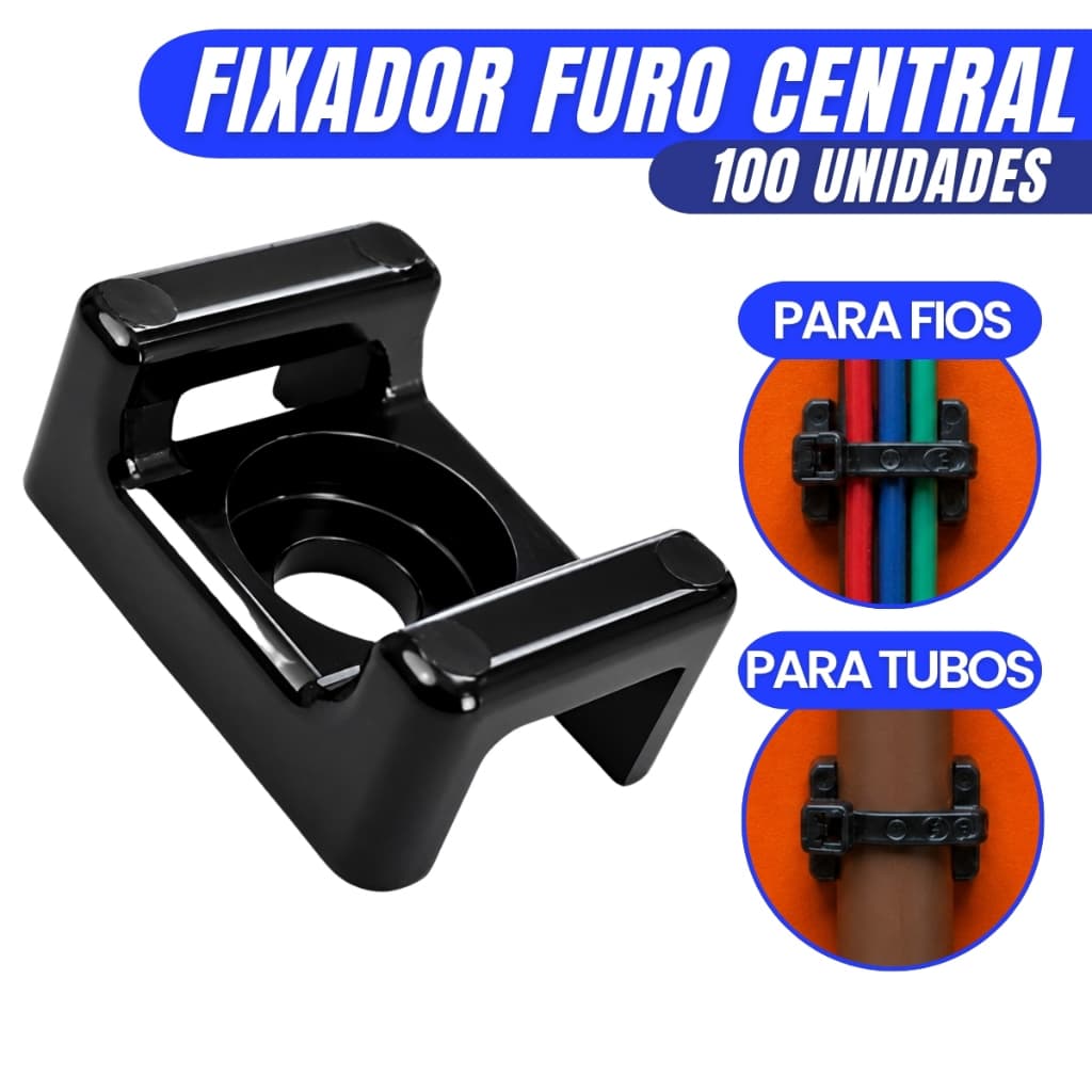 Kit 100 Peças Fixadores Furo Central Uv P/cabos 11x23x16mm