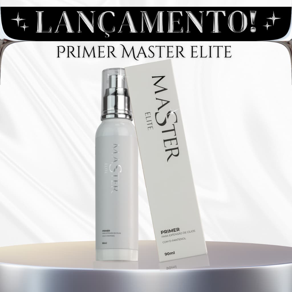 Primer de Cílios Master Elite 90ml com D-Pantenol para Extensão Fio a Fio Profissional