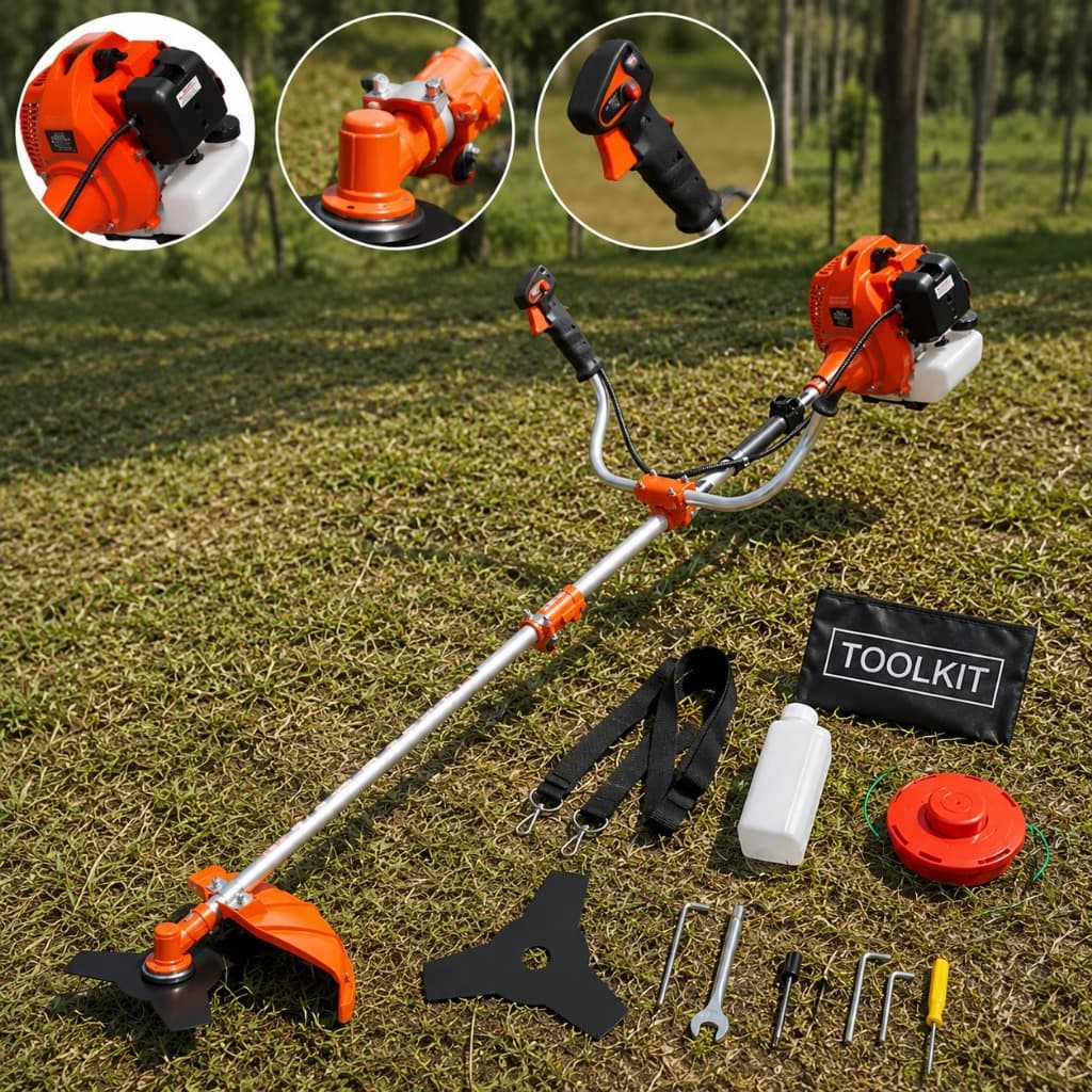 Roçadeira Gasolina 2T 75CC Profissional Corte Forte Kit Completo com Lâmina e Nylon