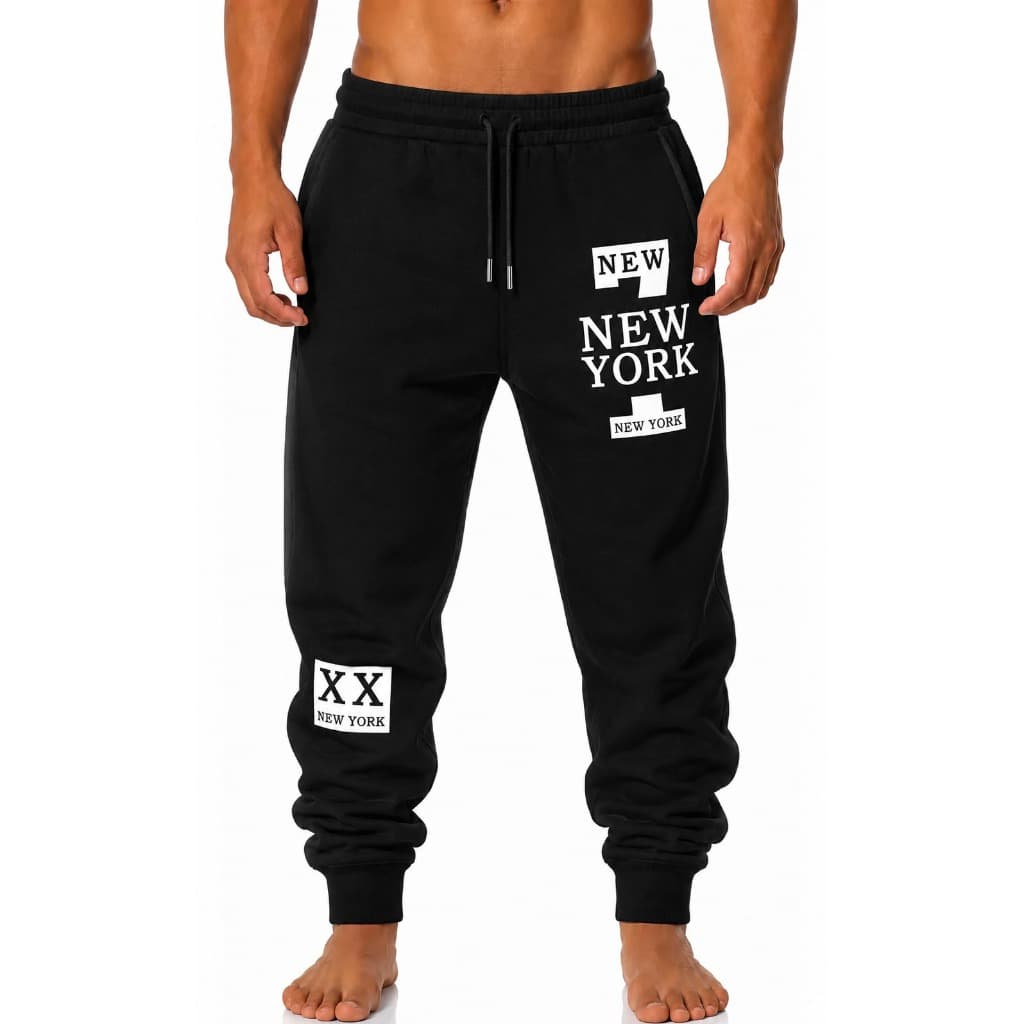 Calça Moletom Masculina Jogger New York Slim Punho Academia Treino Inverno Flanelada Quentinha Casual