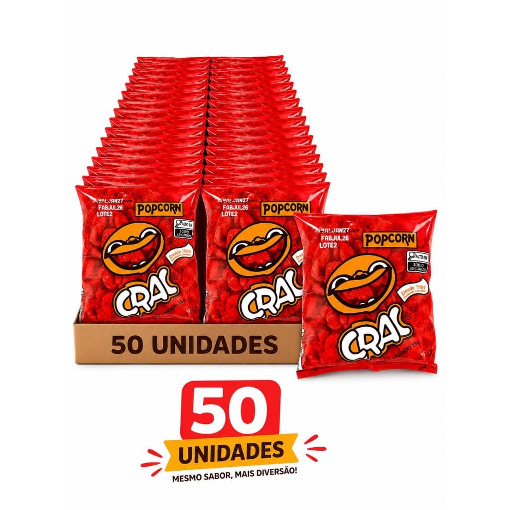 Pipoca Doce 15g Crac 50 Unidades Para Festas Anivérsarios