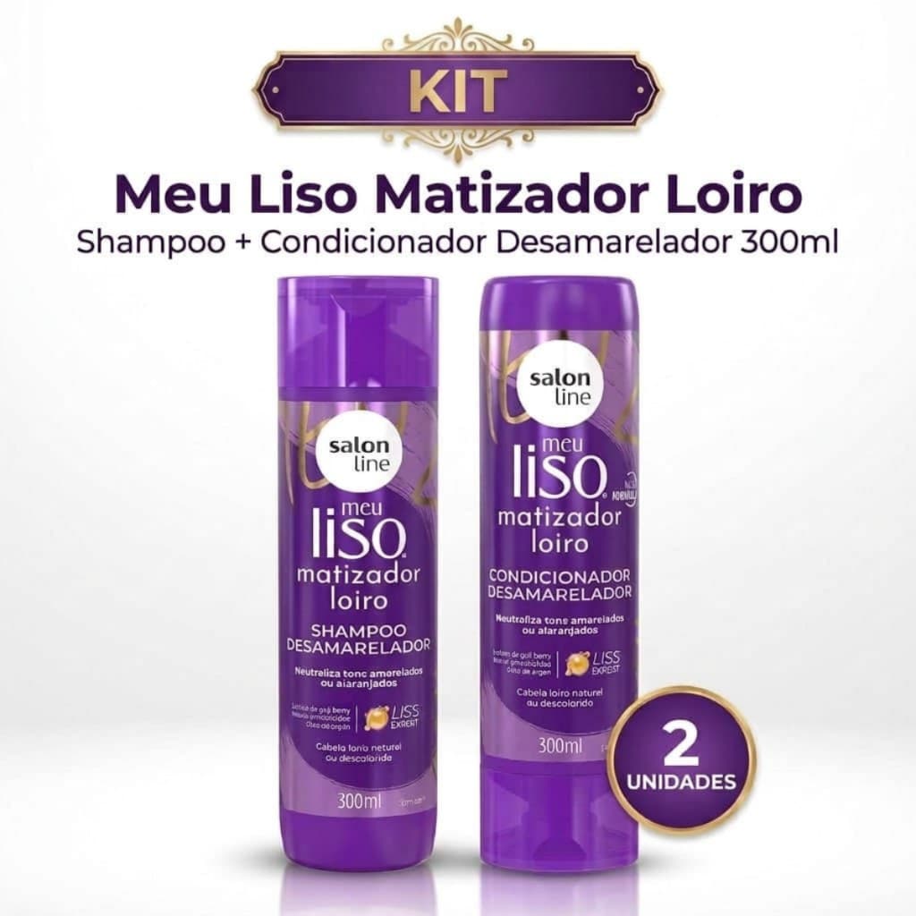 Kit Matizadora Salon Line Matizador Liso Meu 300g Shampoo Condicionado