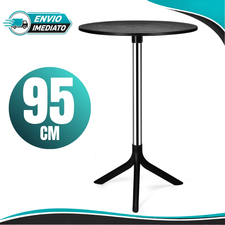 Mesa Bistrô Alta 95 Cm Redonda Preta Moderna Para Bar Restaurantes Area Gourmet Injeplastec