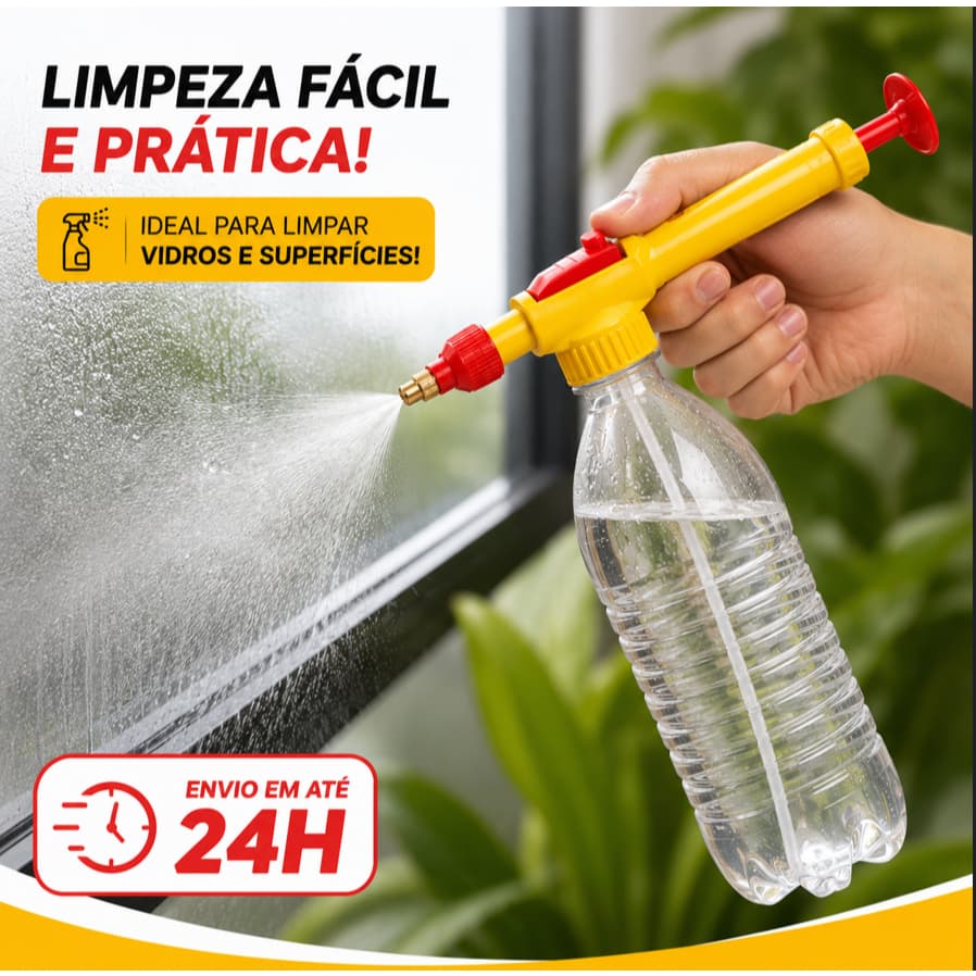 Pulverizador Garrafa PET Manual Borrifador com Bico Regulável Jardim e Limpeza