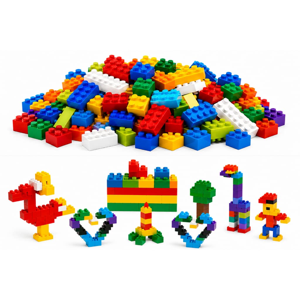 Bloco de Montar Interativo Educacional 1000/500/260 Peças Brinquedo Infantil Encaixar Bloquinho