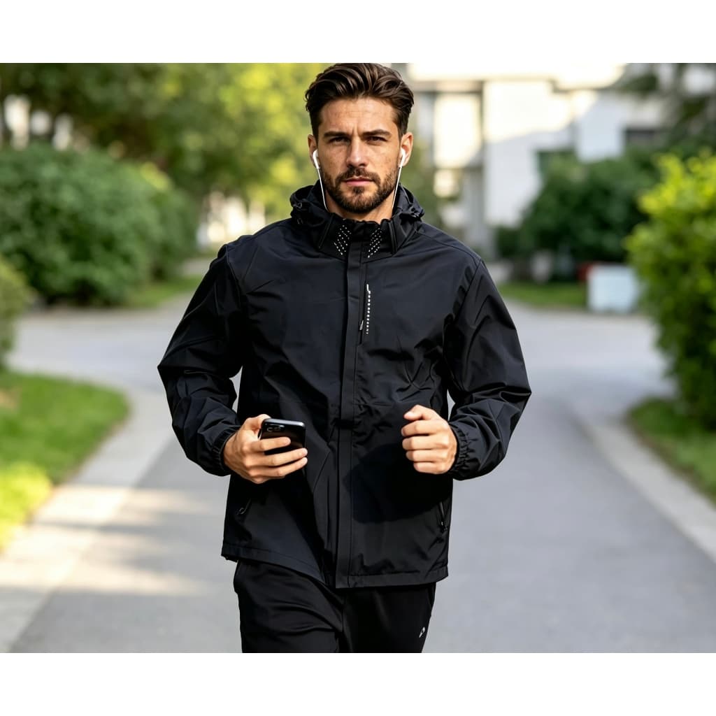 Jaqueta Masculina de Corrida ao Ar Livre com Capuz – Corta-Vento Impermeável, Leve, Respirável e Secagem Rápida para Fit