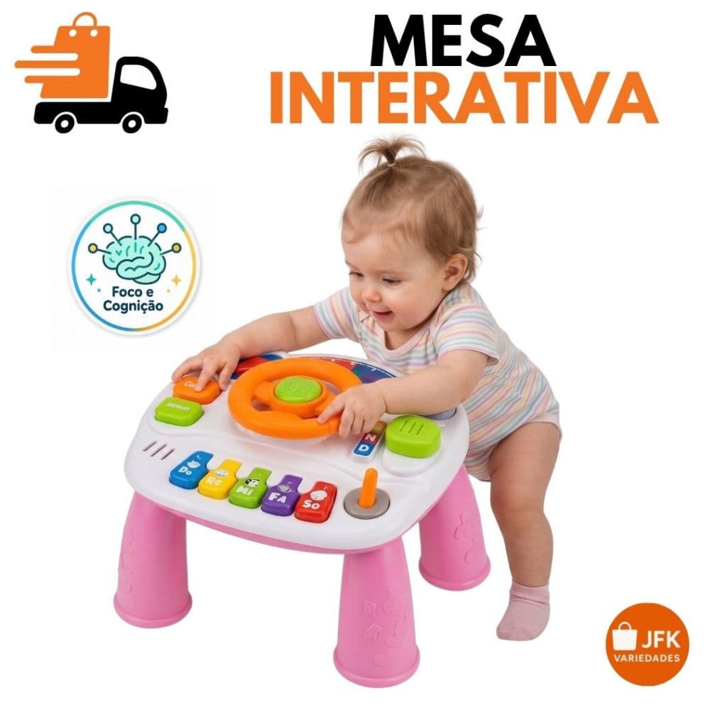 Mesa Didática Interativa Infantil Bebe Educativa Menina Brinquedo  Musical Atividades