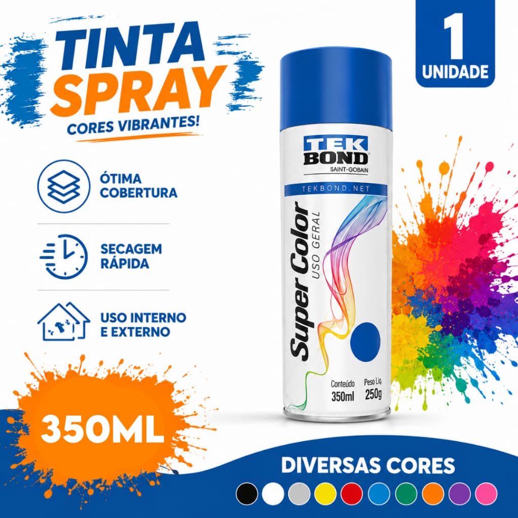 Tinta Spray Uso Geral Pintura Todas Cores Automotivo Tekbond