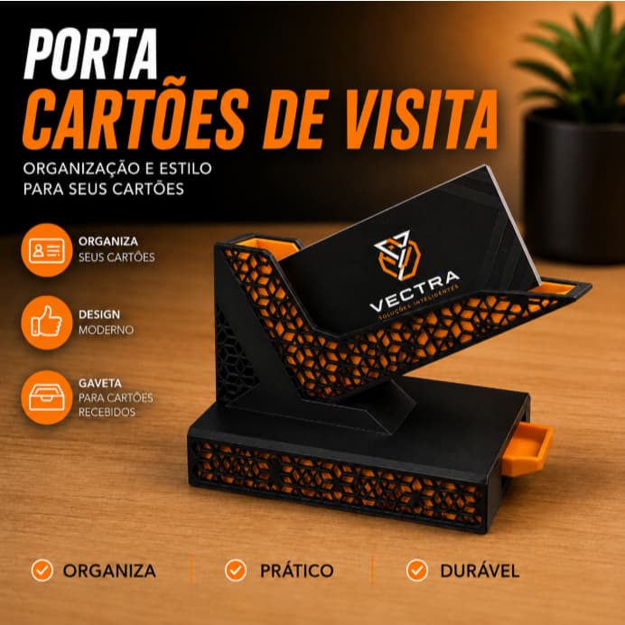 Porta Cartão de Visita Expositor com Gaveta Display Mesa Organizador Escritório Recepção Clinica Loja