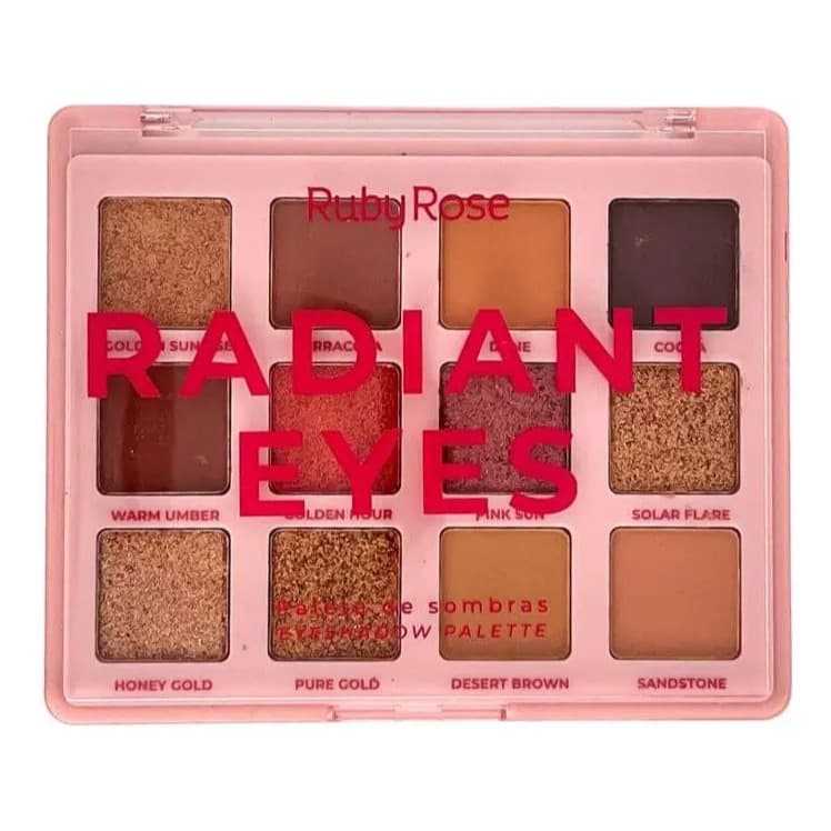 Sombra Radiant Eyes Ruby Rose Original | Alta Pigmentação | Longa Duração | Matte e Cintilante | Paleta de Sombras
