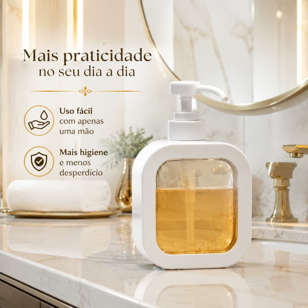 Dispenser Porta Sabonete Liquido Banheiro 300ml Multiuso Cozinha Detergente